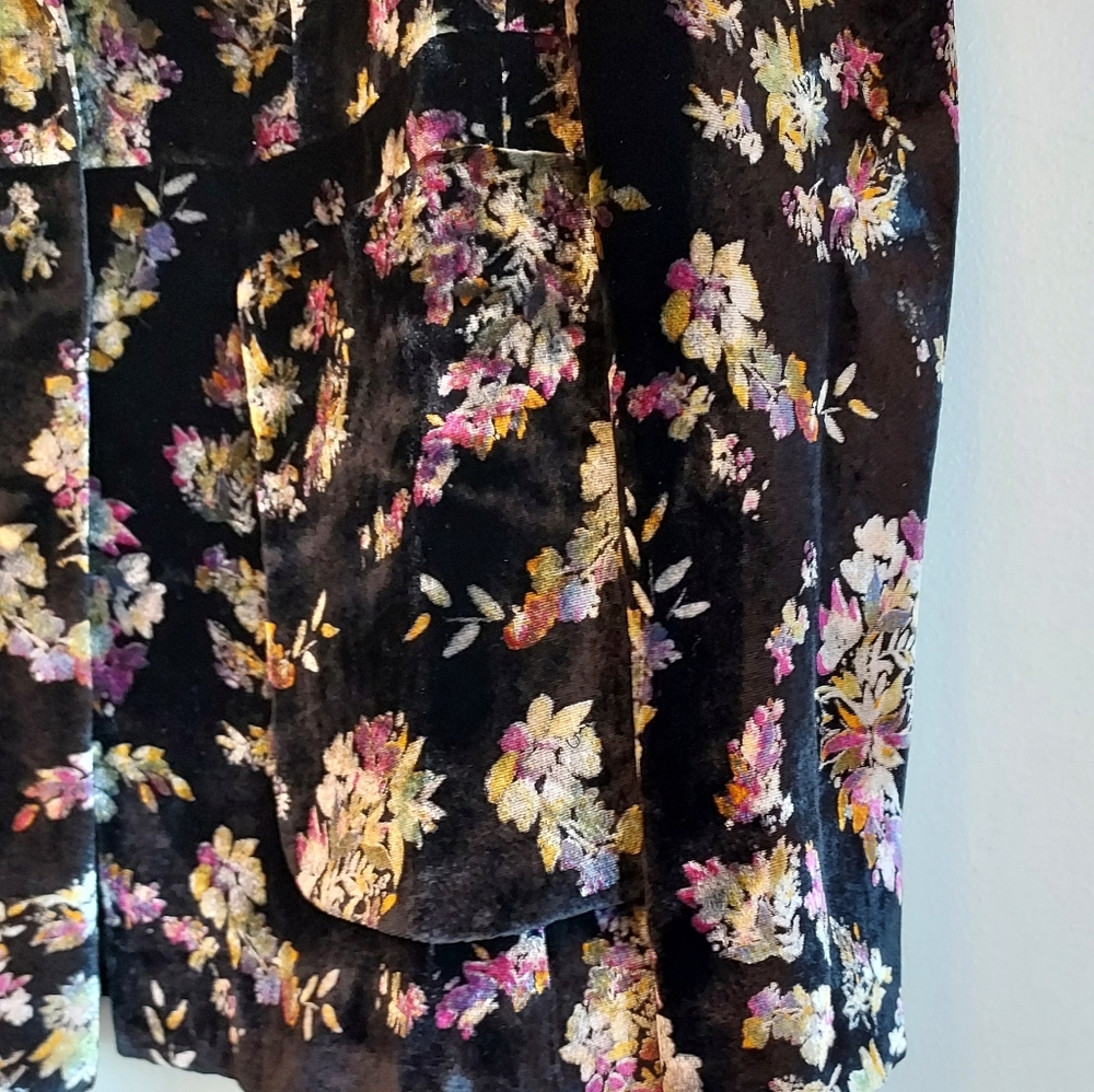 Rebecca Taylor Jewel Black Floral Velvet Jacket Blazer Size 4 - Picture 8 of 14